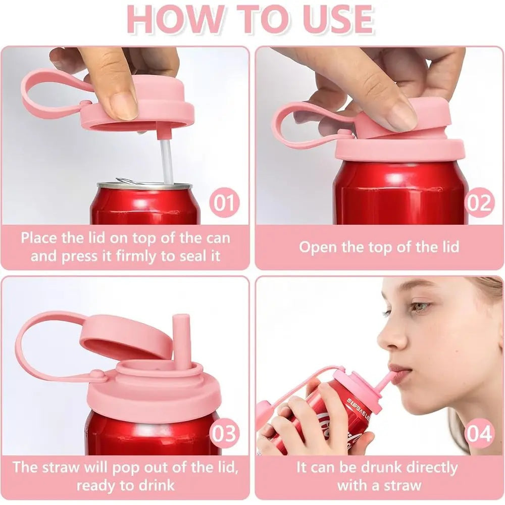 FreshSeal™ Silicone Can Lid Cover With Straw