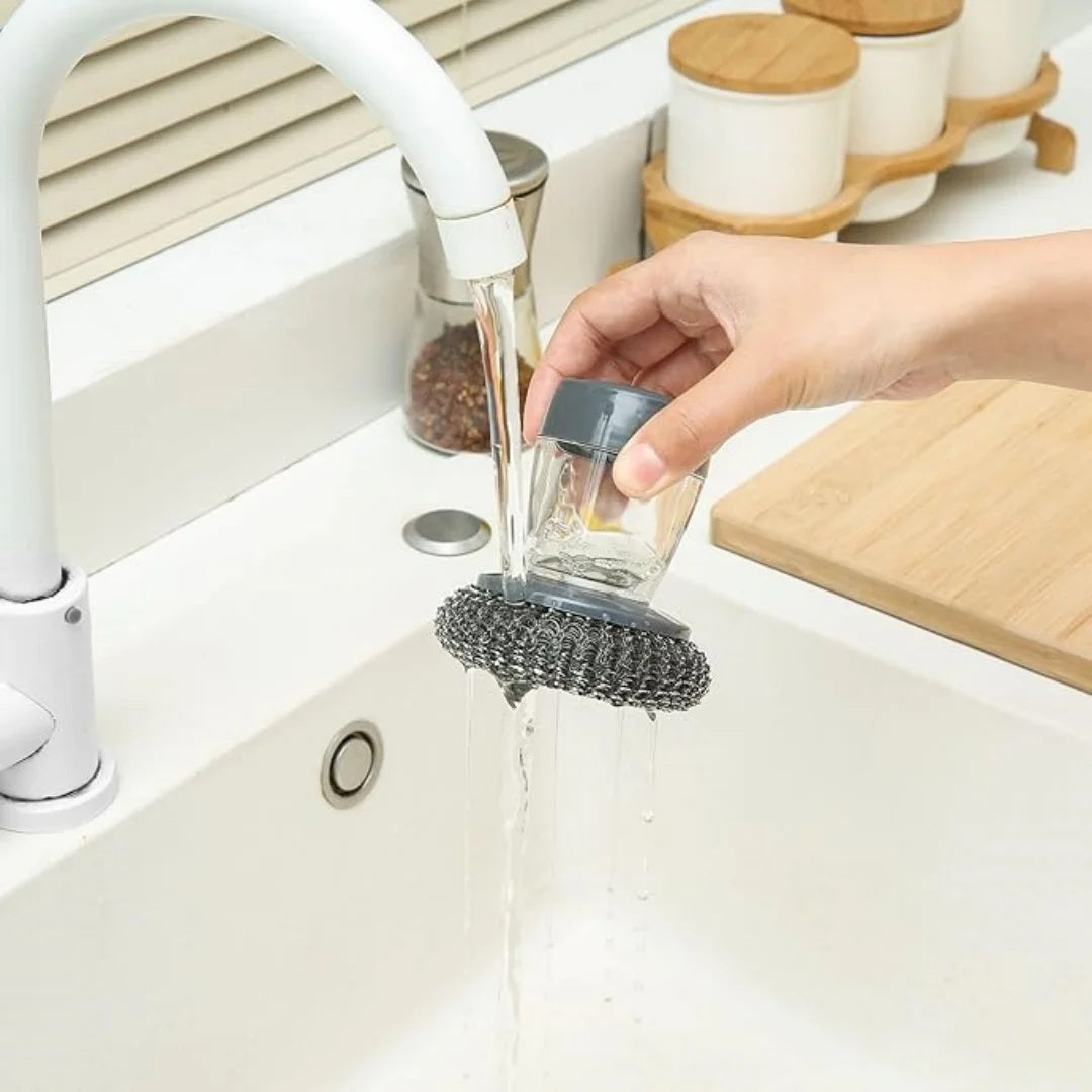 Automatic Soap Dispensing Dish Scrubber – Liquid Dispenser Cleaning Brush for Kitchen Utensils