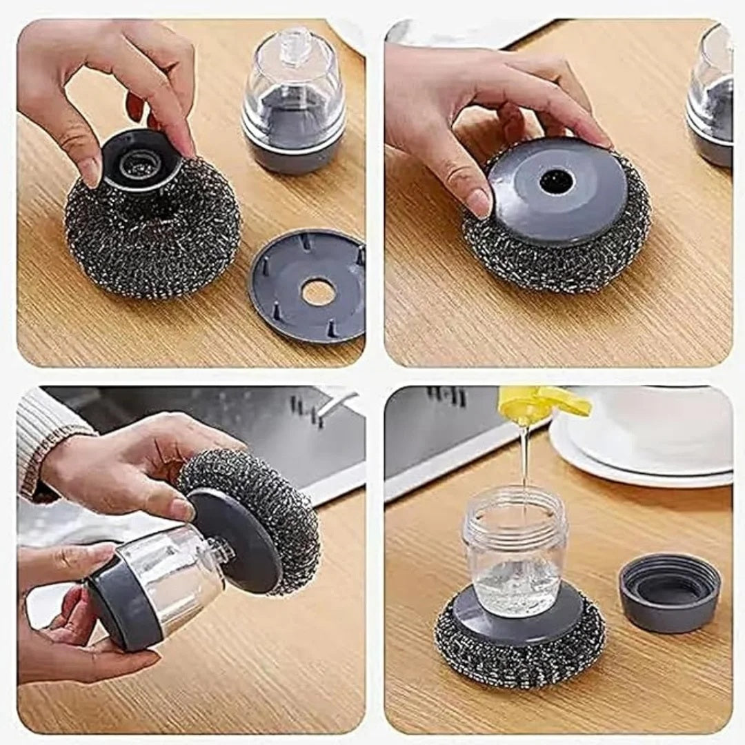 Automatic Soap Dispensing Dish Scrubber – Liquid Dispenser Cleaning Brush for Kitchen Utensils