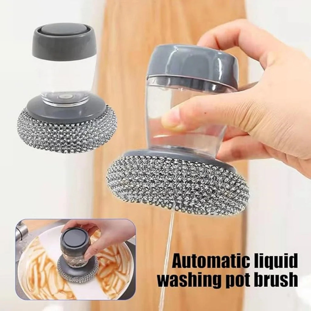 Automatic Soap Dispensing Dish Scrubber – Liquid Dispenser Cleaning Brush for Kitchen Utensils