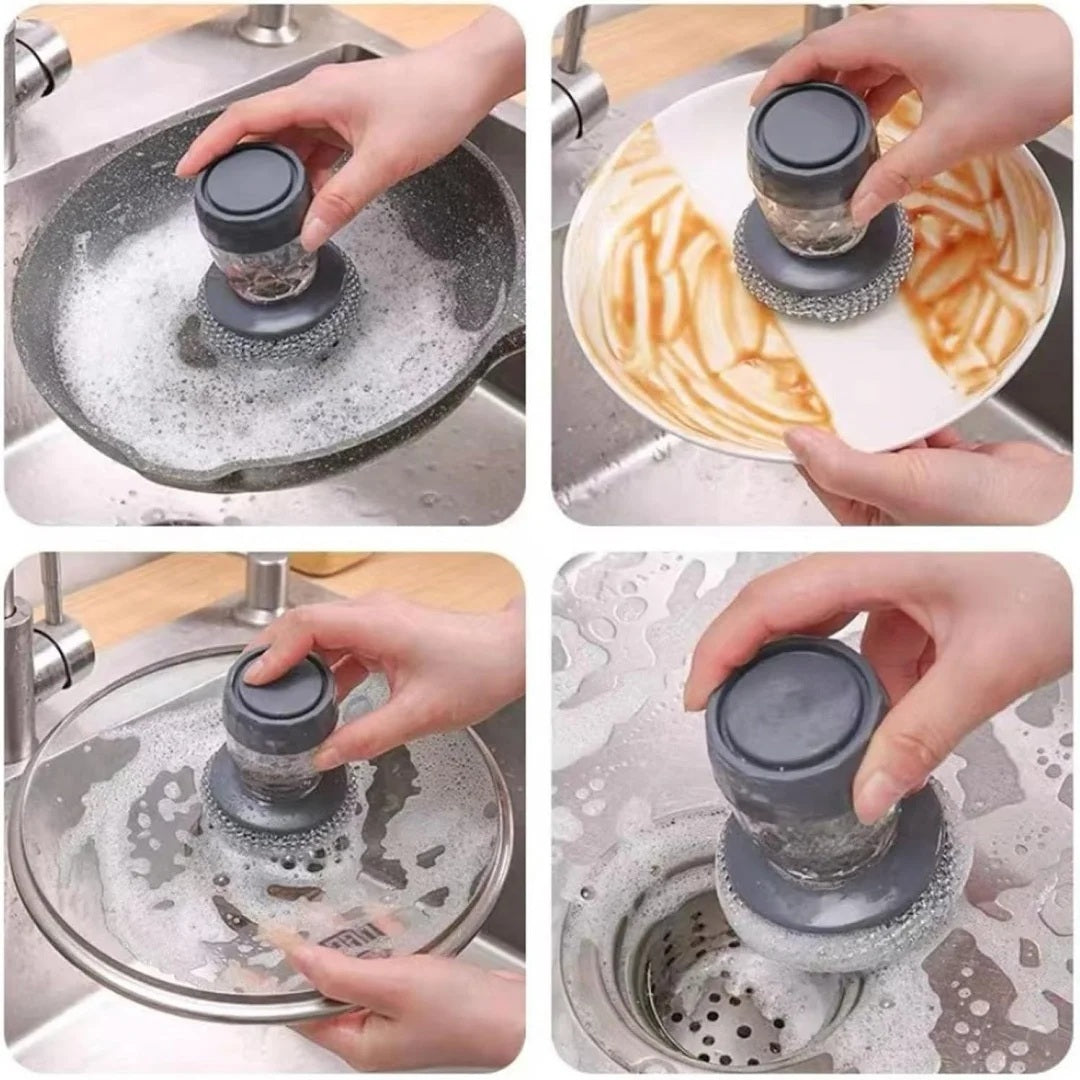 Automatic Soap Dispensing Dish Scrubber – Liquid Dispenser Cleaning Brush for Kitchen Utensils